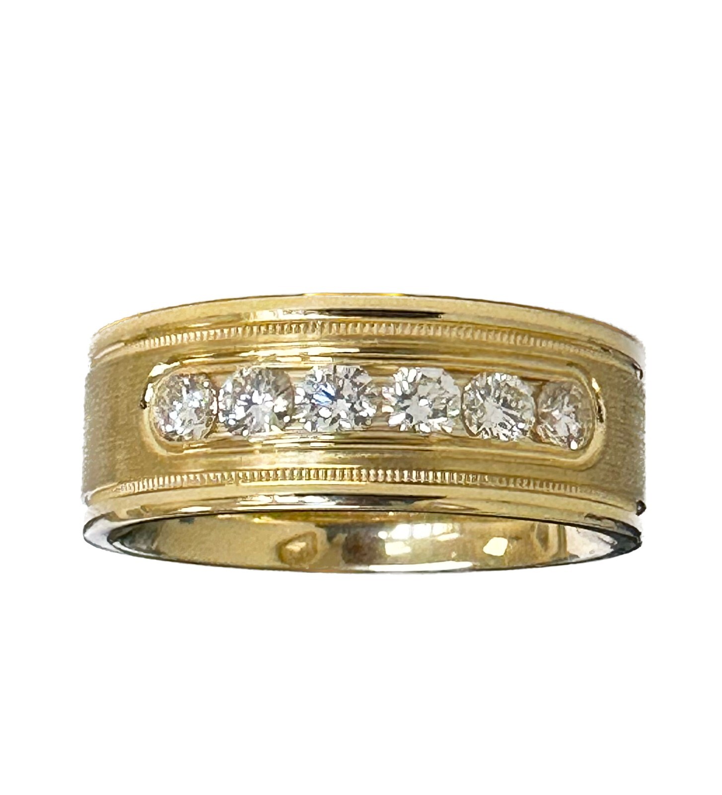 Pre-owned Handmade Men's 14k Solid Yellow Gold Round Cut Natural Diamonds Ring Band Channel 0.50ctw In White