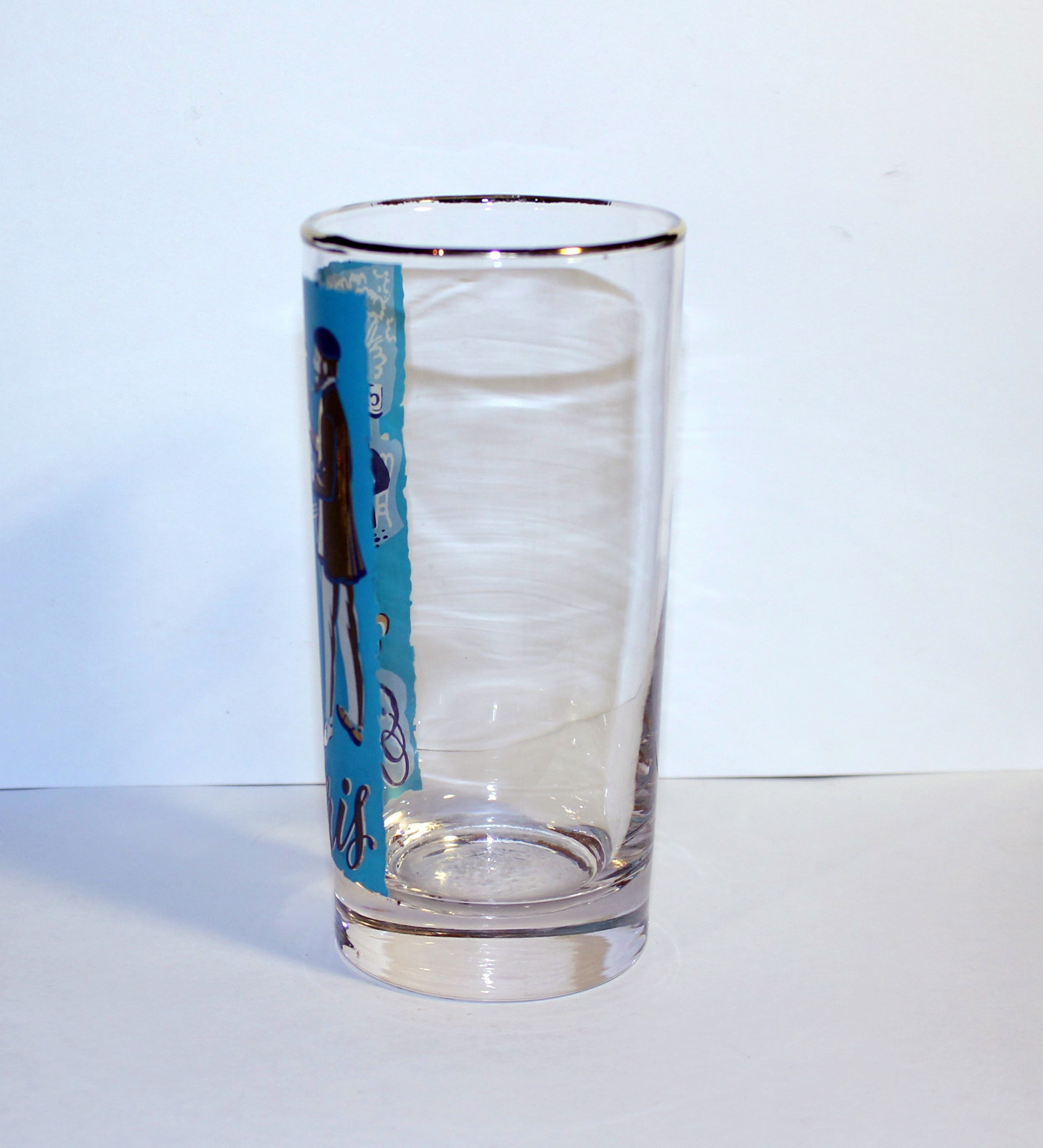 Vintage 60s Bar Glass, Paris Bar Glass, Paris High Ball Glass, Unique Bar Glass