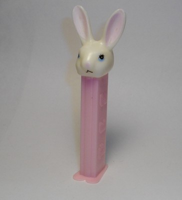 Easter Bunny Pez dispenser White Rabbit with pink stem Vintage Yugoslavia