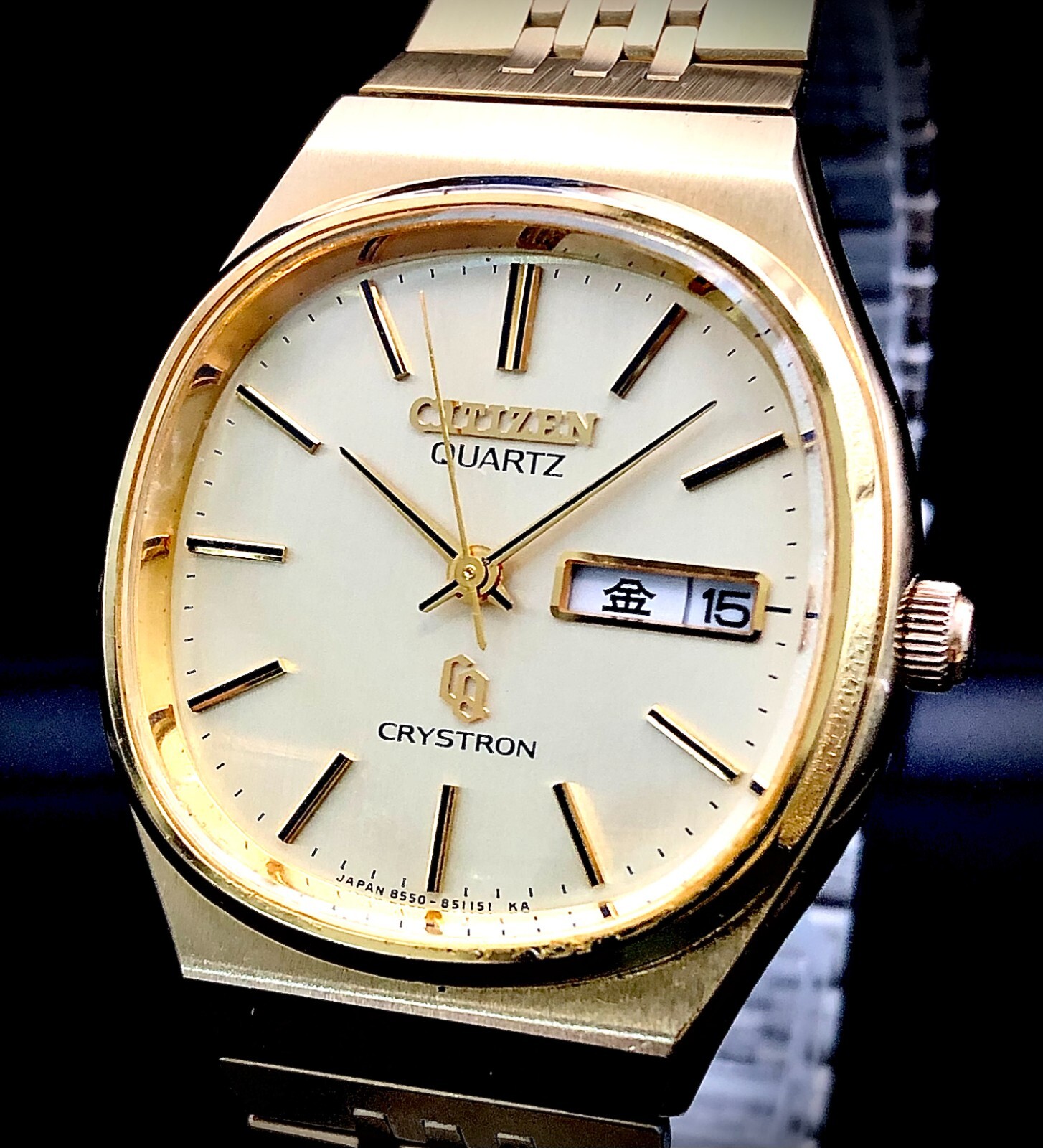 CITIZEN CRYSTRON Special QUARTZ　稼働品 CITIZEN Watch CRYSTRON Ref.4-730844 Khaki plastic case SS
