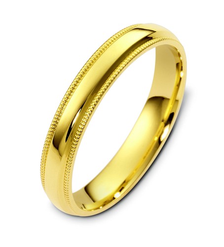 TSL Hong Kong 18K Yellow Gold Faceted Platinum Wedding Band