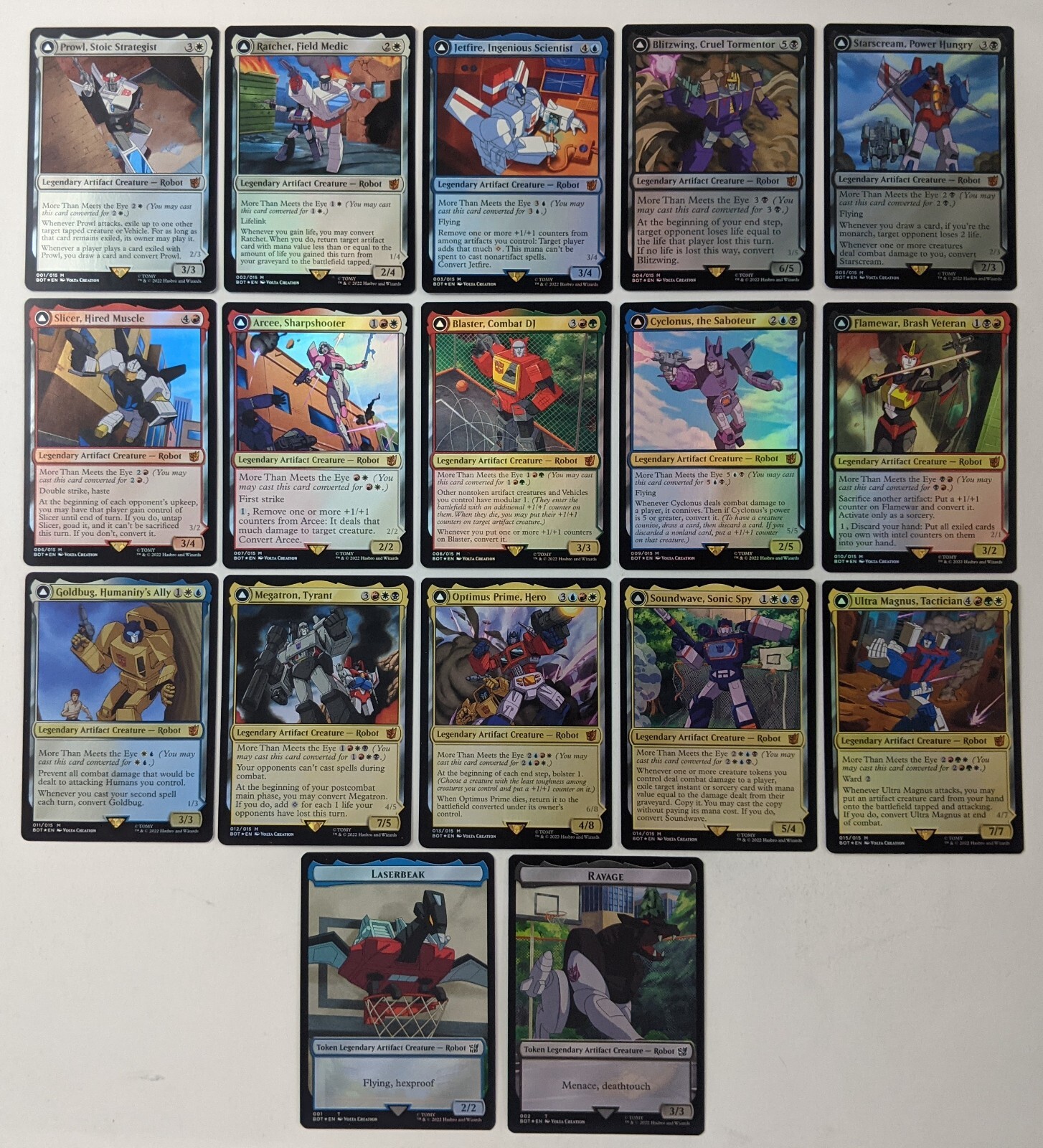 Transformers FOIL MTG Complete Set 17 Card Magic Gathering