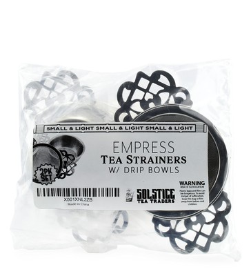 Empress Tea Strainers with Drip Bowls, 2pk Stainless Steel for Loose Leaf Tea