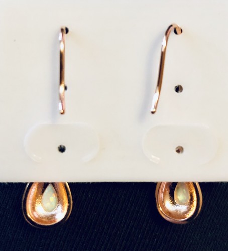 Genuine Natural Oval Cut Welo Opal Rose Gold Sterling Silver Earrings New $180