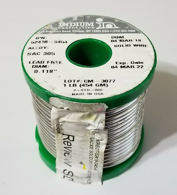Indium No-Clean Rosin Solder 52905-0454 // Sn63 Pb37 1/% CW807 .032/"