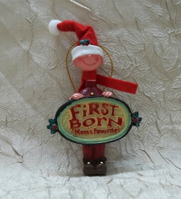 Mom's Favorite First Born Resin Christmas Holiday Ornament Kurt Adler Brand New