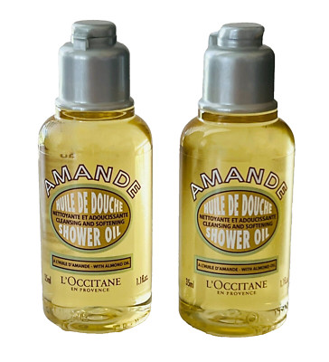 2 Pc - L'Occitane En Provence AMANDE Shower Oil Cleansing Softening Oil 1.1 oz E