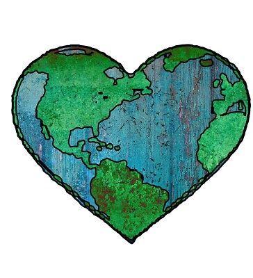 4  Earth Sticker Save Planet Recycle Go Green Love Mother Earth Heart Global