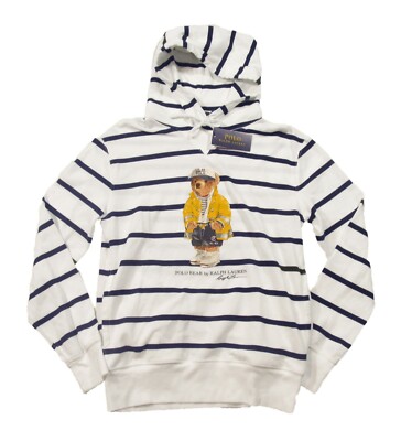 Polo Ralph Lauren Men's White CP-93 Polo Bear Striped Mesh Pullover Hoodie  | eBay
