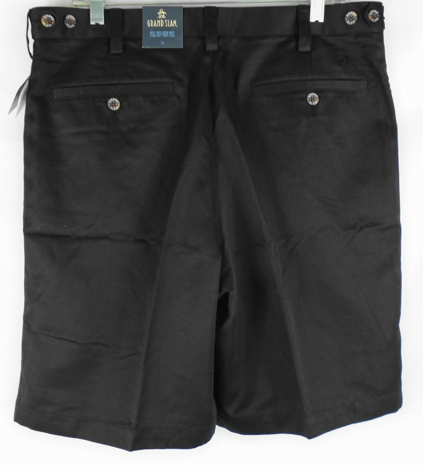 Grand Slam Men's Expandable Waist Pleated Golf Shorts Black size 36