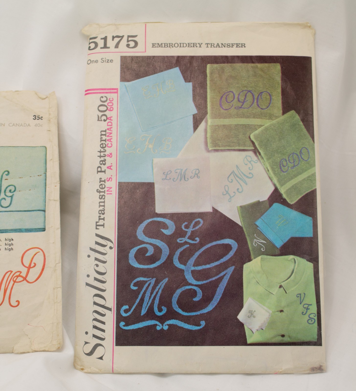 Vtg McCall MONOGRAM EMBROIDERY TRANSFER Pattern #447 & Simplicity #5175 Pattern