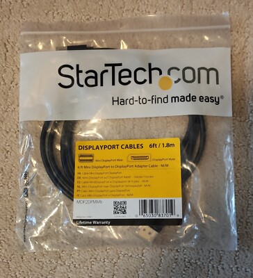 New StarTech MDP2DPMM6 Mini-DisplayPort to DisplayPort 1.2 Cable 6ft (7A2)