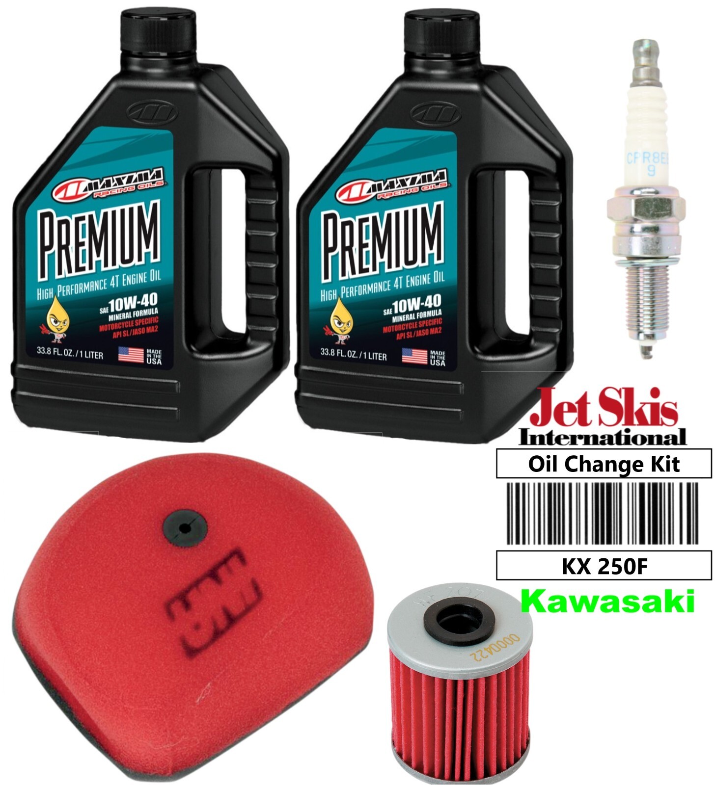 Oil Change Kit Kawasaki KX 250F Premium Oil & Air Filter NGK