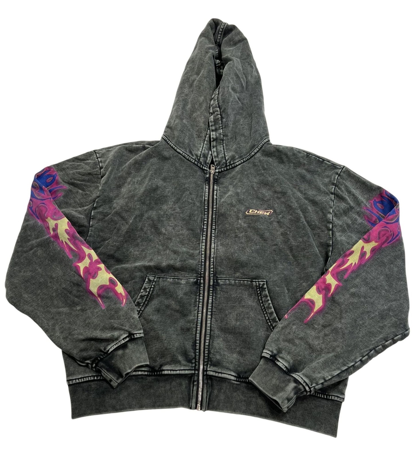 Chew Forever Full Zip Flames Jacket in Grey | eBay