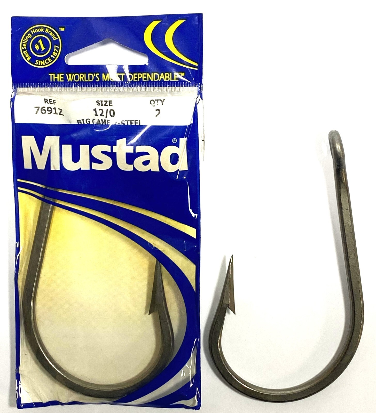 Mustad 7691Z Big Game Fishing Hooks Z Steel 12/0 2 Pack