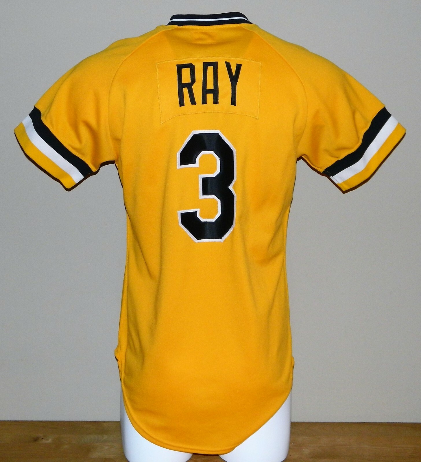 1982 Johnny Ray Game Worn Pittsburgh Pirates Gold Jersey #3 - Wilson Size 40
