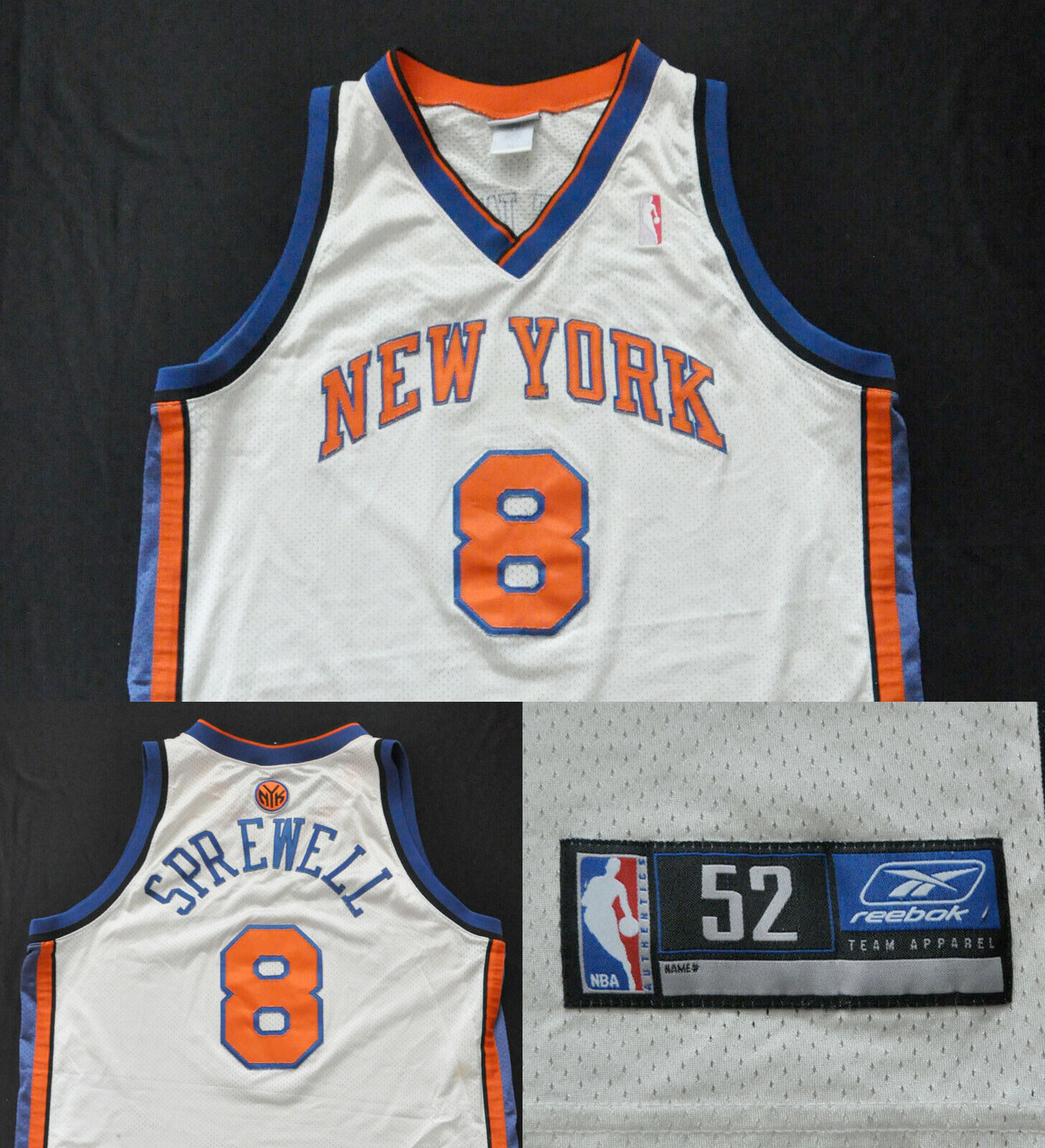 ウェア NY KNICKS SPREWELL 52 XXL SPREWELL NBA Vintage Nike NBA New York Knicks Latrell Sprewell #8 Sewn