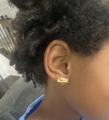 Nike Swoosh Gold - Plated Metal Stud Earrings, Pair, For Men Nike Swoosh Gold - Plated Metal Stud Earrings, Pair, For Men