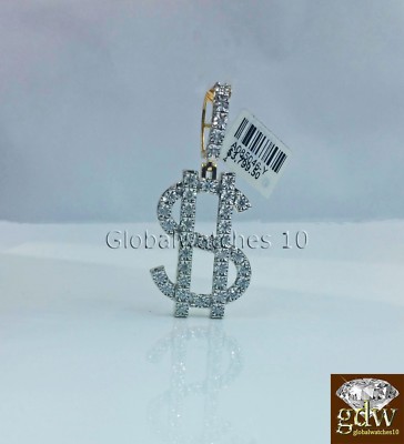 Pre-owned G&d Real 10k Yellow Gold Dollar Sign Money Charm Pendant Real Diamond In G-i