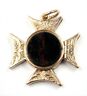 Bloodstone Maltese Cross 9ct Yellow Gold Vintage Pendant Opening Centre-1.JPG