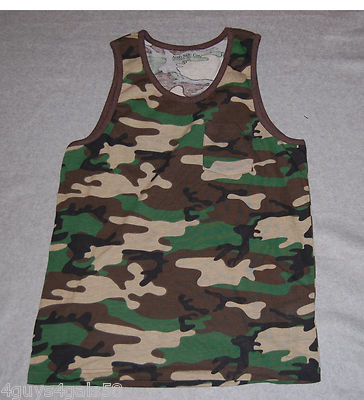 MENS Tank Top BROWN GREEN CAMOUFLAGE S 34-36 M 38-40 L 42-44