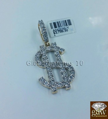 Pre-owned G&d Real 10k Yellow Gold Dollar Sign Money Charm Pendant Real Diamond In G-i