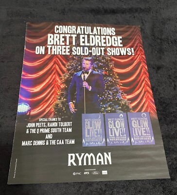 BRETT ELDREDGE - GLOW LIVE! 2024 ad 3 sold-out shows at Ryman Auditorium in 2023