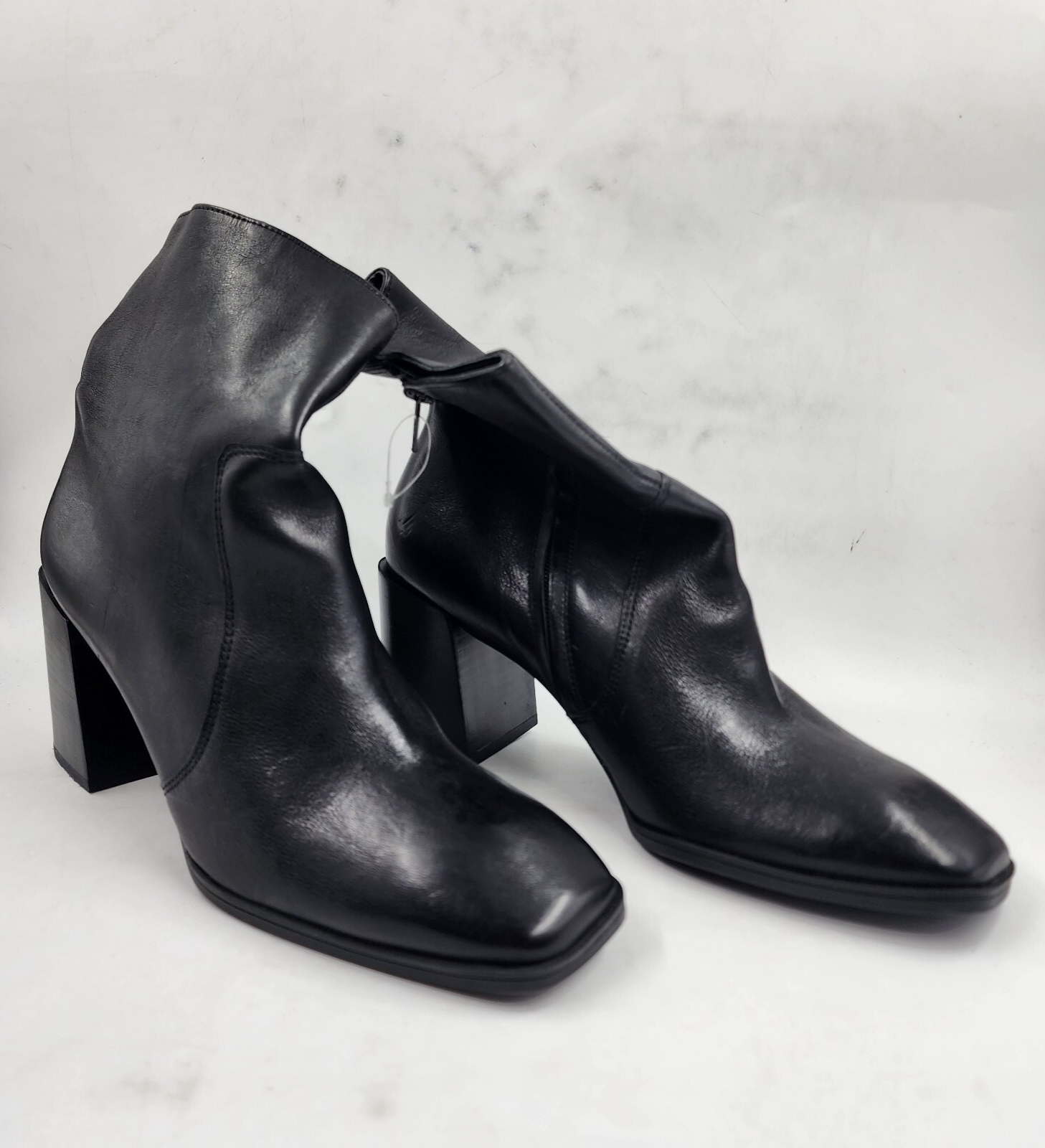 Paul Green Olivia Square Toe Block Heel Booties Women's 7 Black Side Zip Closure - Picture 4 of 15