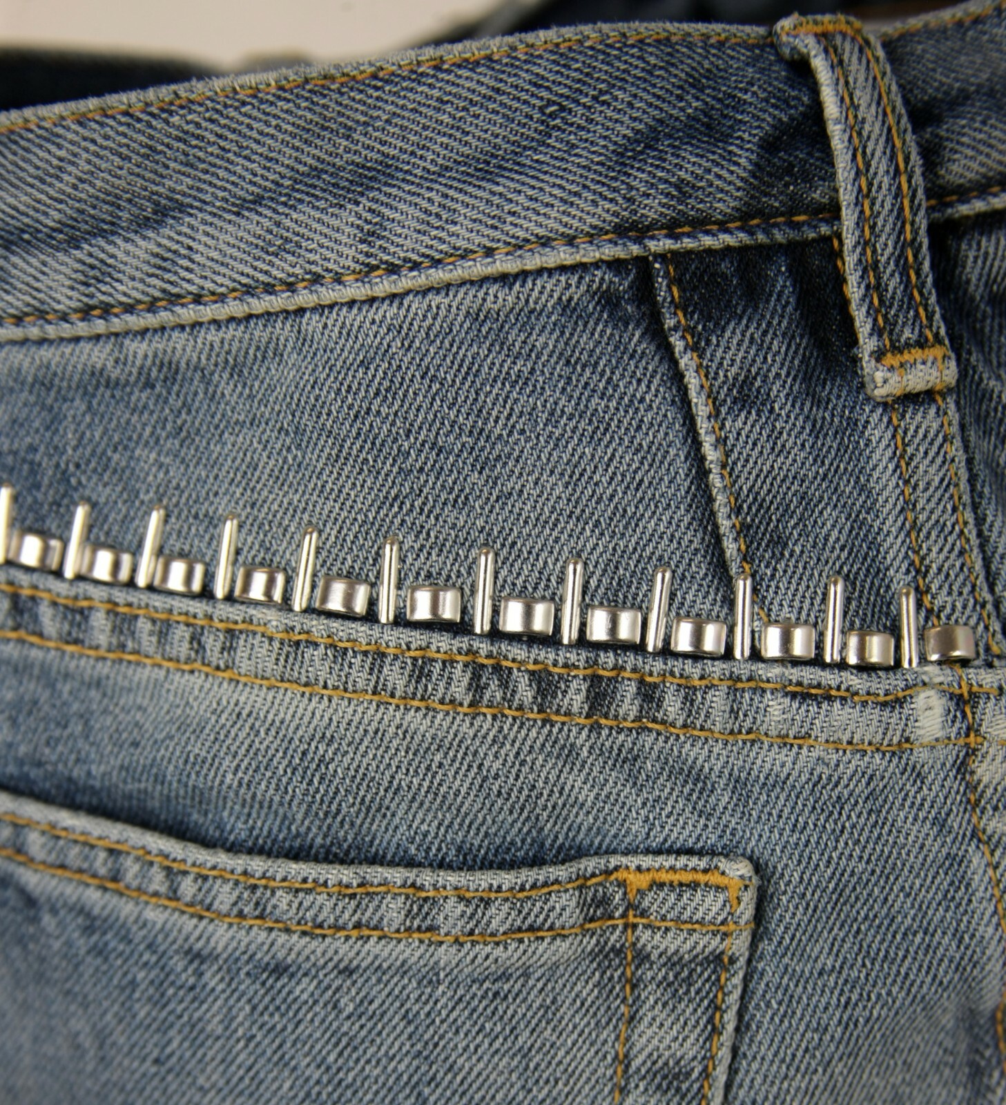 Pre-owned Saint Laurent $890  Women's Dirty Light Blue Denim 80s Mini Skirt 27 449103 4270