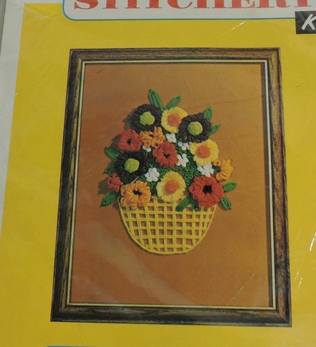 NEW Vintage Crewel Creative Stitchery # 7188 Bowl of Zinnias USA 9