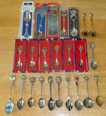 Collector Souvenir Spoon Collection Lot of 24 Silver USA State