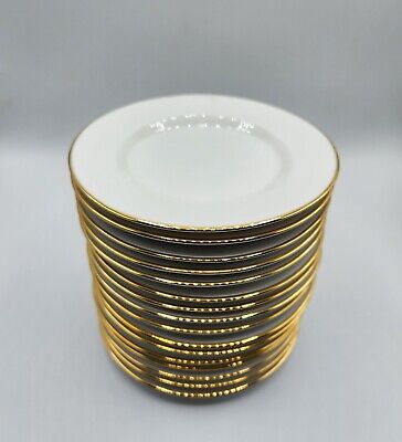 Ten 10 Strawberry Street GOLD BAND Porcelain Dessert Plate Retired 6''