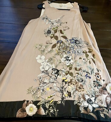 Max Studio summer dress size medium lined floral brown print