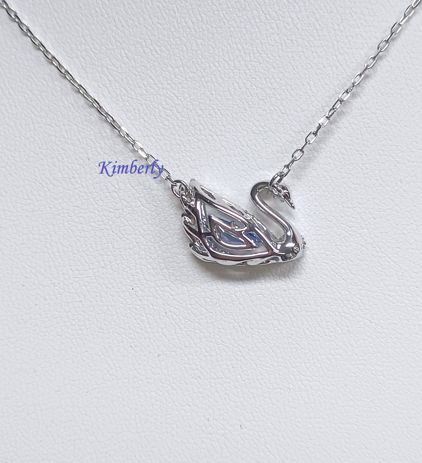 Swarovski Dancing Swan Necklace 125th Ann. Clear/Blue