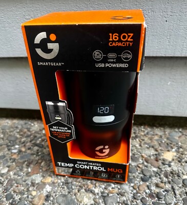 Smart Gear Digital Heated Temp Control 16oz Travel Mug USB-C 12v Power - New!