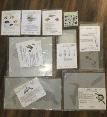 L.A. Stencilworks Stencil Set Dolphins Fish Undersea Scene New/Used Lot Crafts