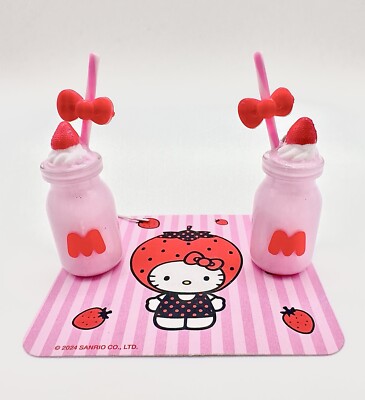 MGA Make It Mini Food Hello Kitty Series 1 Strawberry Milk Handmade Earrings