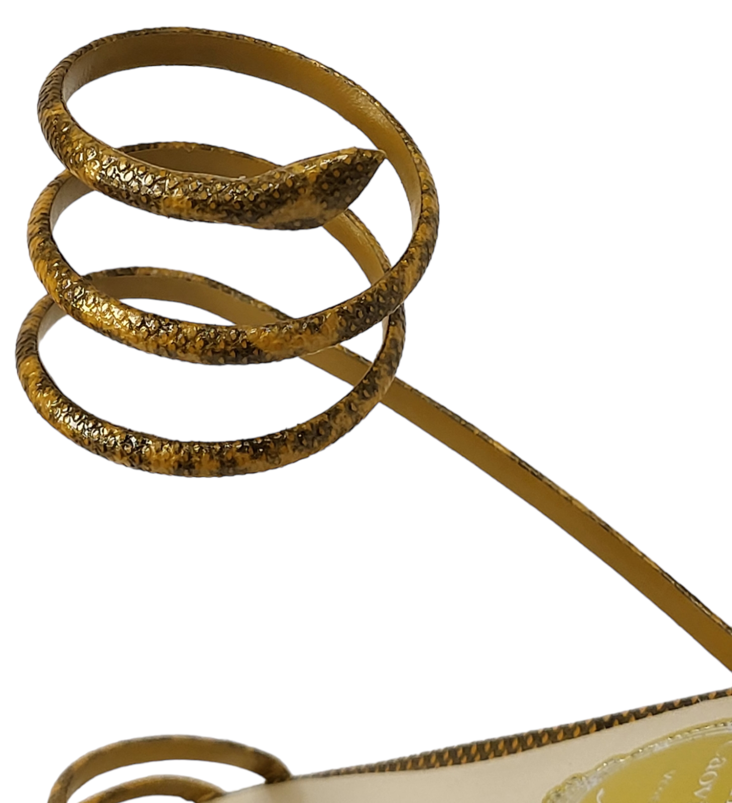 Pre-owned René Caovilla Rene Caovilla Cleo Snakeskin Wrap Flat Sandals In Beige Karung (pick Your Size) In Gold