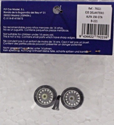 FLY 79221 ALFA 156 GTA FRONT WHEEL KIT 1/32 SLOT CAR PART