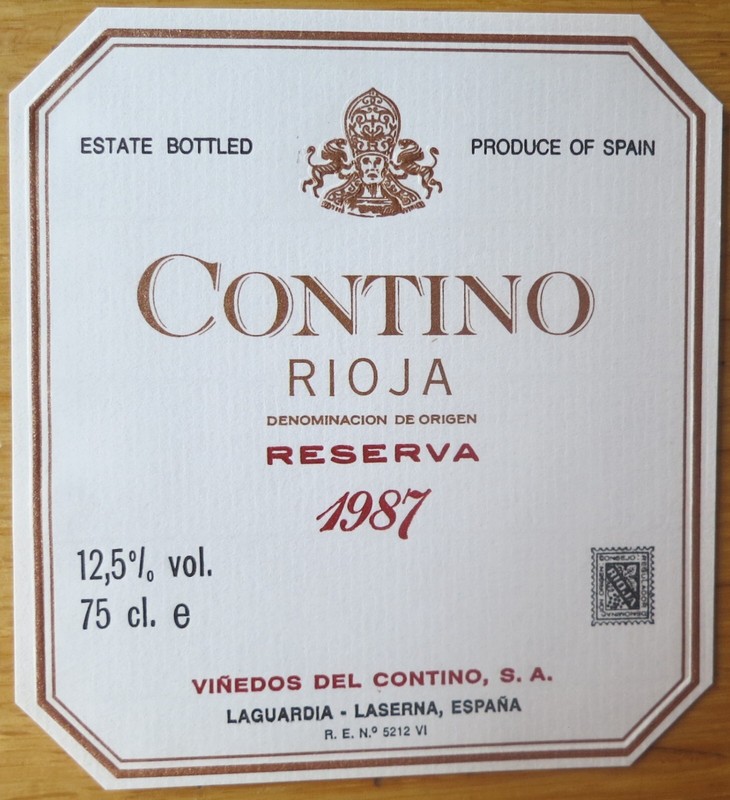 Etiquettes Vins Espagne Contino Rioja Reserva 1987  Wine Labels