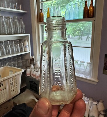 Multi-Sided Shaker Bottle McCormick & Co Spices Baltimore MD Clear Ca 1920 Old