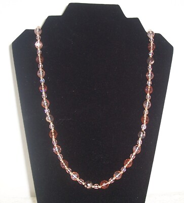 VINTAGE  ''JOAN RIVERS  MULTI COLOR FACETED GLASS BEAD NECKLACE 32''