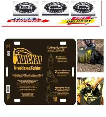 33-55 Gal KwicKan Instant Container Garbage, Portable Reusable ABS Plastic Black