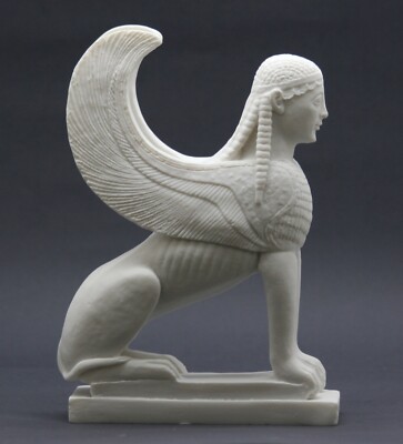 Greek Sphinx of Naxos Woman Lion Cast Marble Sculpture Statue Museum Copy
