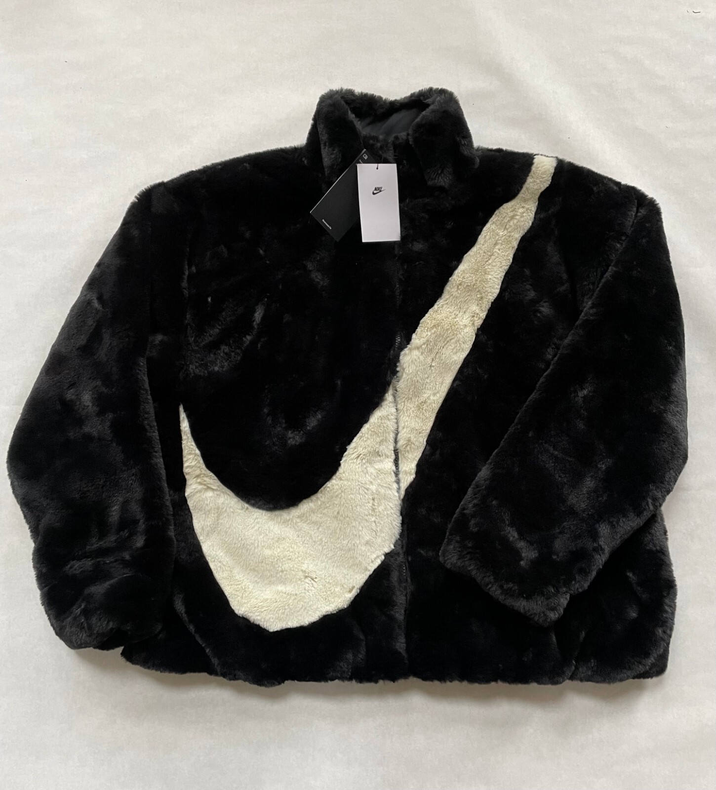 nike black faux fur jacket