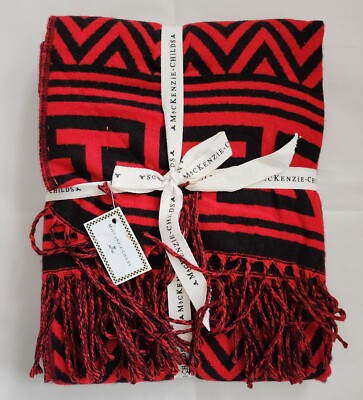 Mackenzie Childs  ZIG-ZAG THROW Blanket W/ Fringe 50'' x 60'' NWT