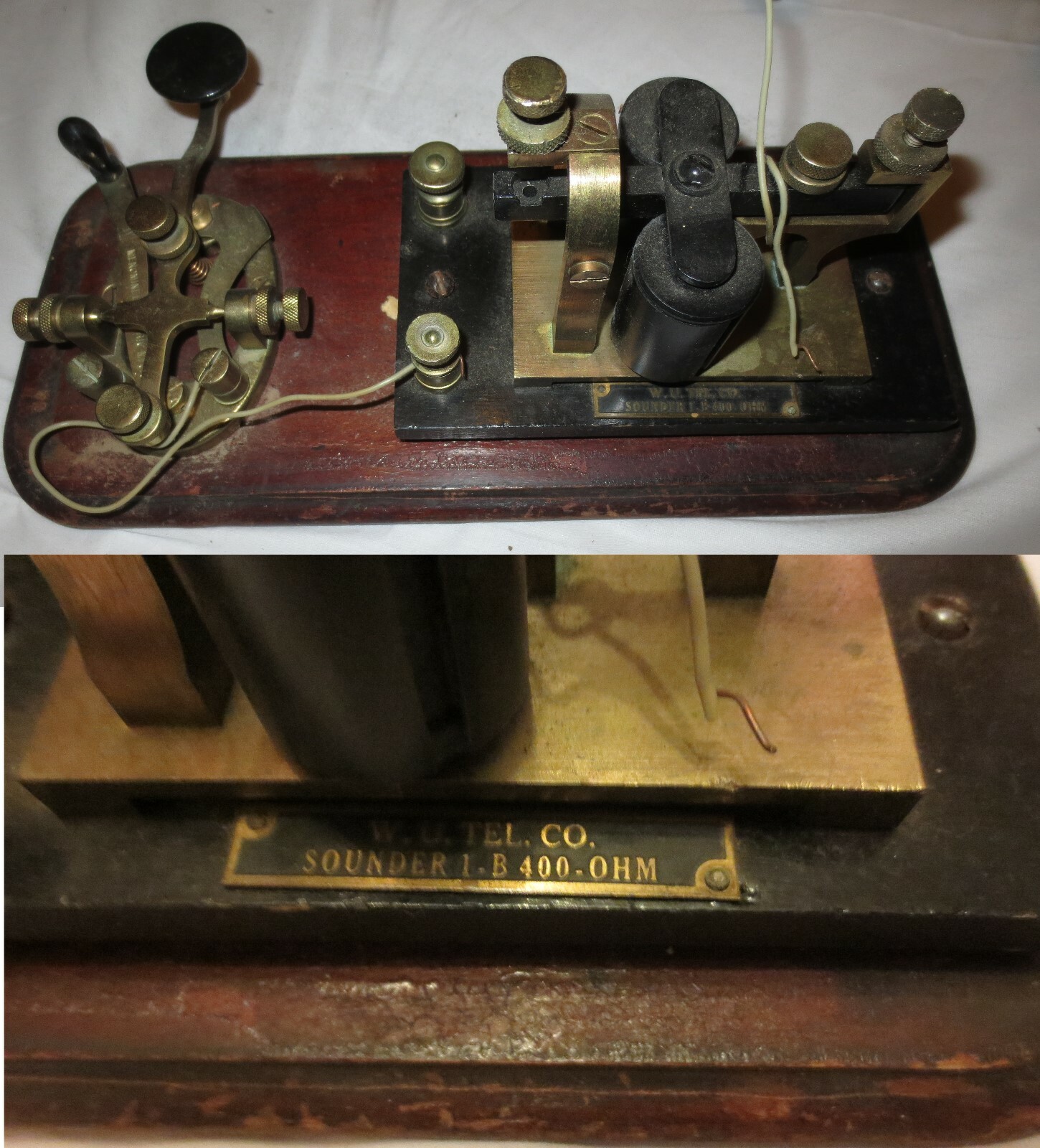 Antique telegraph equipment railroad Union Pacific Vibroplex train morse key bug