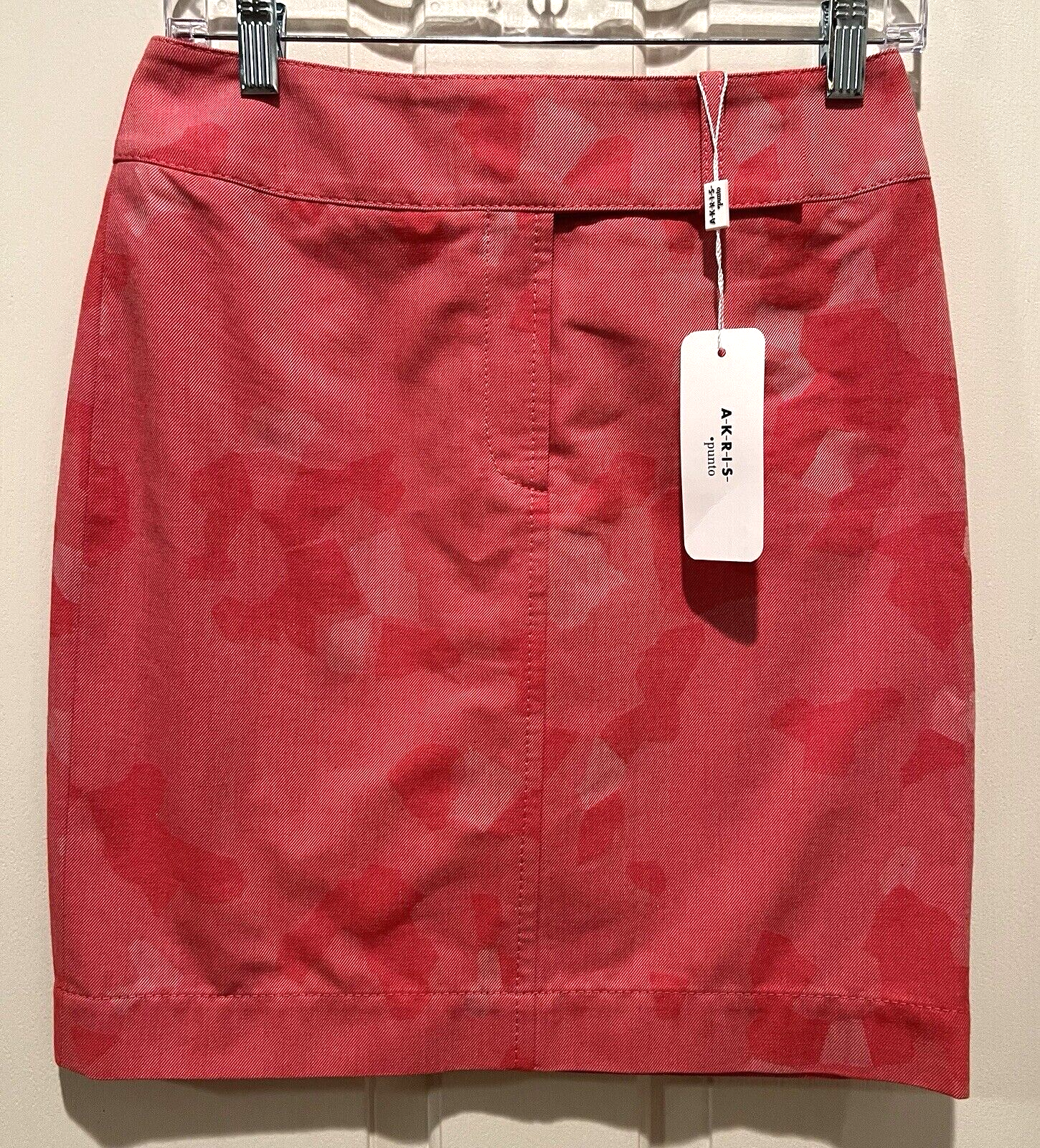 AKRIS PUNTO Red Kaleidoscope Cotton Denim Mini Skirt - Sz 4