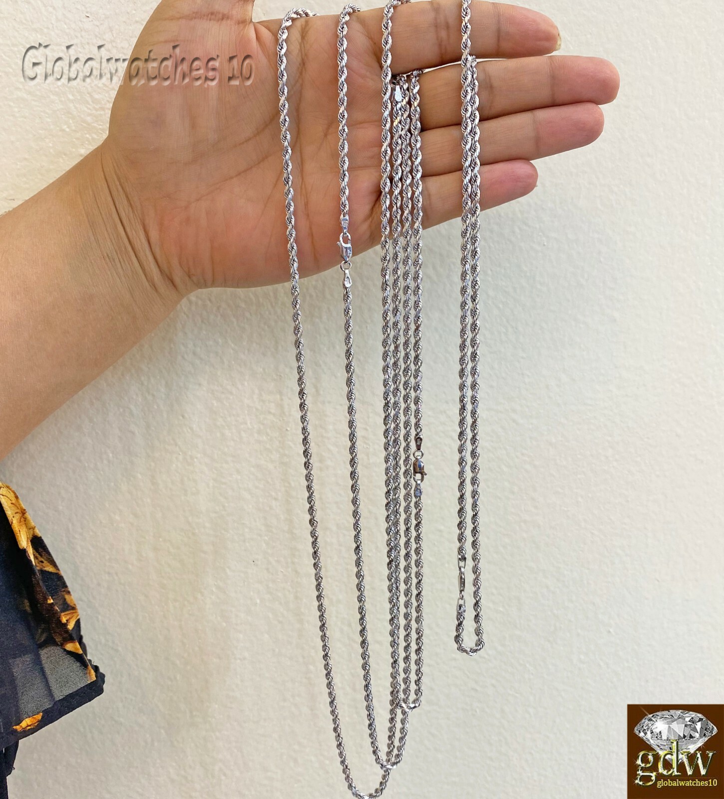 Pre-owned G&d 10k White Gold Rope Chain Necklace 20 22 24 26 Inch 4mm Men Women Real Gold