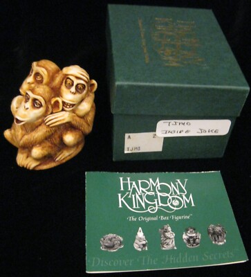 HARMONY KINGDOM  TJMO INSIDE JOKE 1994 MONKEYS TRINKET BOX  3 MONKEYS NEW  #2